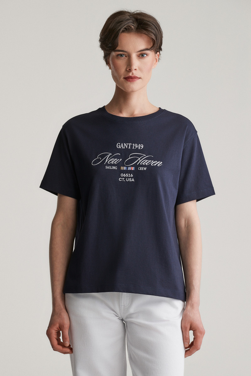 E-shop TRIČKO GANT GRAPHIC SS T-SHIRT EVENING BLUE