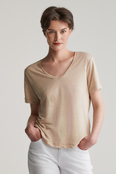 PÓLÓ GANT REG LINEN V-NECK SS T-SHIRT - Kép 1