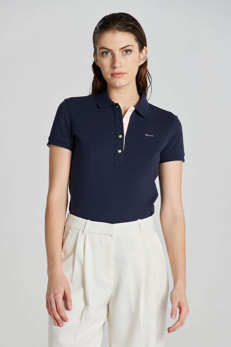 E-shop POLOKOŠILE GANT CONTRAST COLLAR SS PIQUE POLO EVENING BLUE