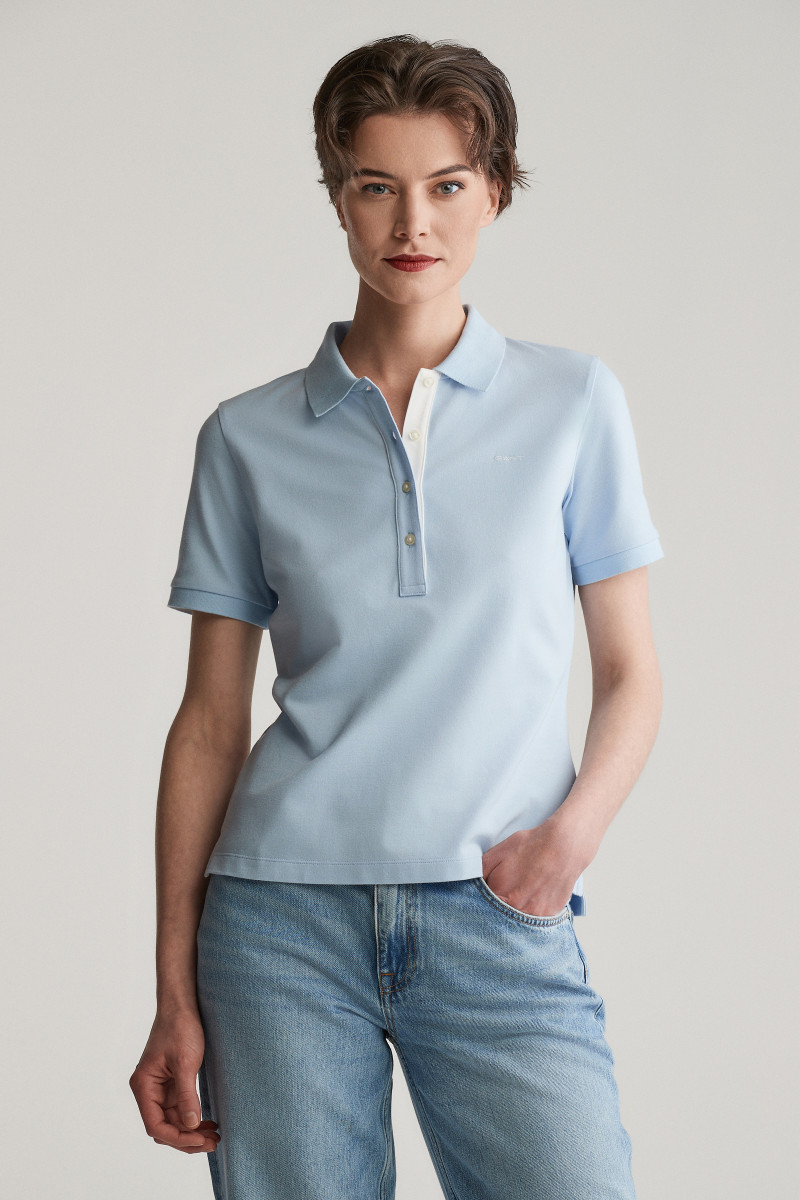 E-shop POLOKOŠILE GANT CONTRAST COLLAR SS PIQUE POLO FRESH BLUE