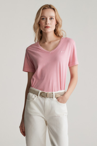 TRIČKO GANT REG SUNFADED SS V-NECK T-SHIRT - Fotografie č. 1