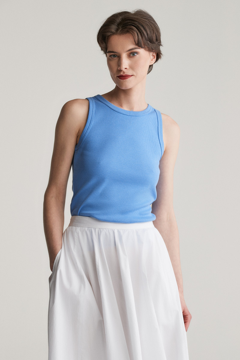 E-shop TOP GANT HIGH NECK RIB TANK TOP PERFECT BLUE