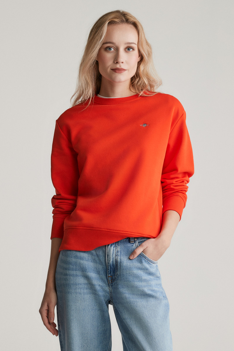 MIKINA GANT SHIELD C-NECK SWEAT ORANGE RED