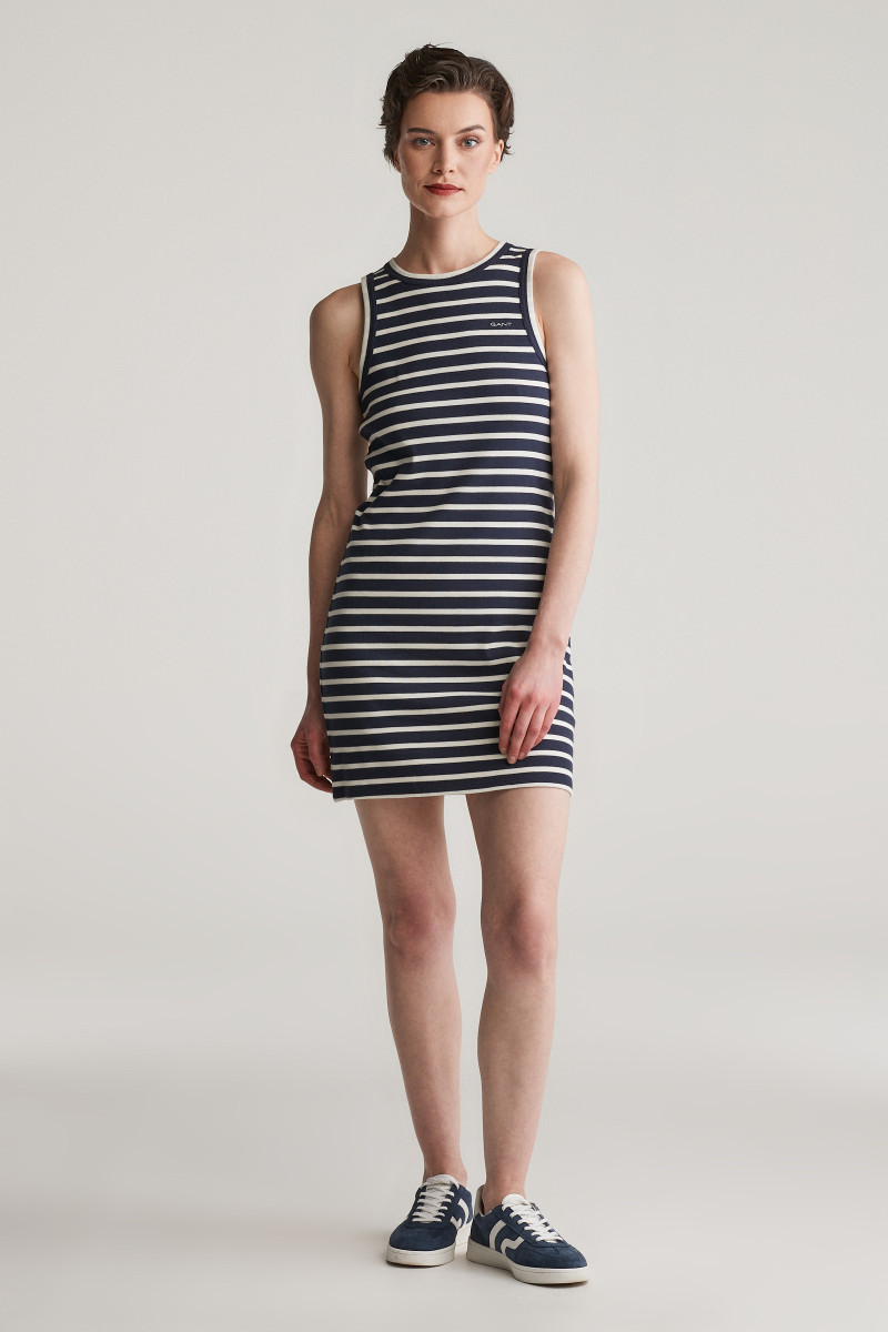 E-shop ŠATY GANT STRIPED TANK JERSEY DRESS EVENING BLUE