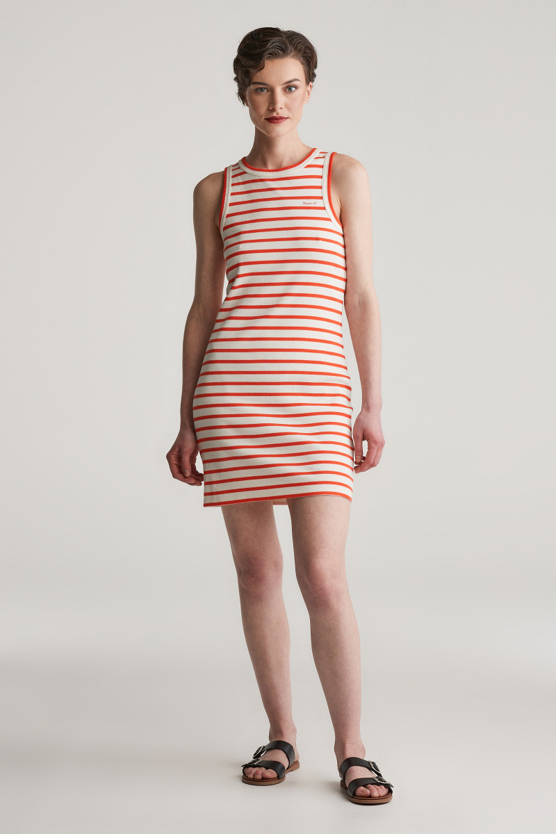 ŠATY GANT STRIPED TANK JERSEY DRESS ORANGE RED
