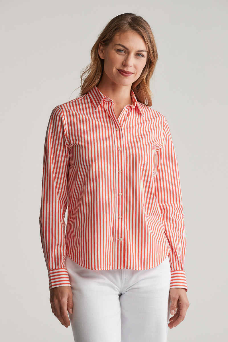 KOŠILE GANT REG CLASSIC POPLIN STRIPED SHIRT ORANGE RED