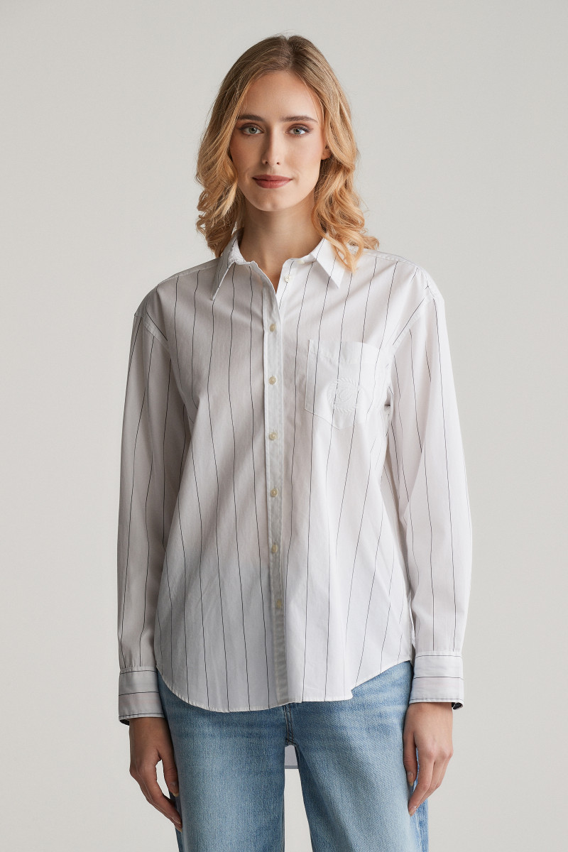 KOŠILE GANT REL STRIPED CONTRAST SHIRT EVENING BLUE