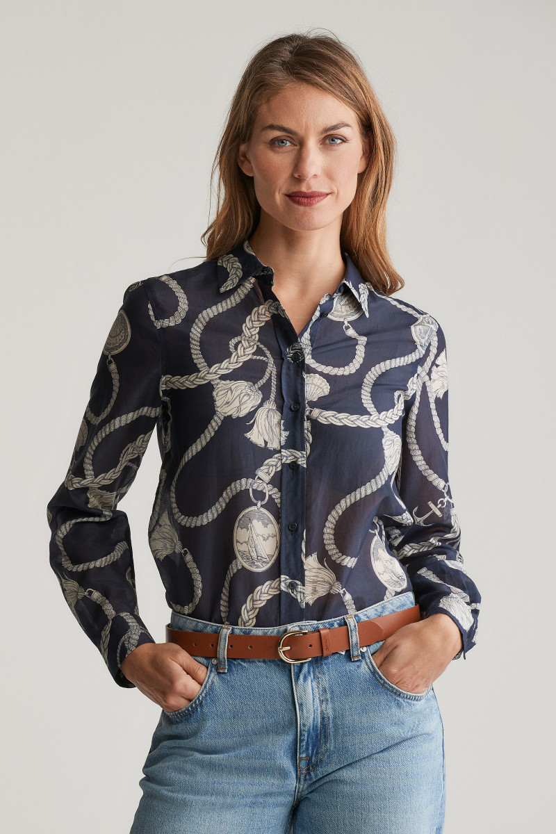 KOŠEĽA GANT REG SAILING PRINT COT SILK SHIRT EVENING BLUE KOŠEĽA GANT REG SAILING PRINT COT SILK SHIRT EVENING BLUE