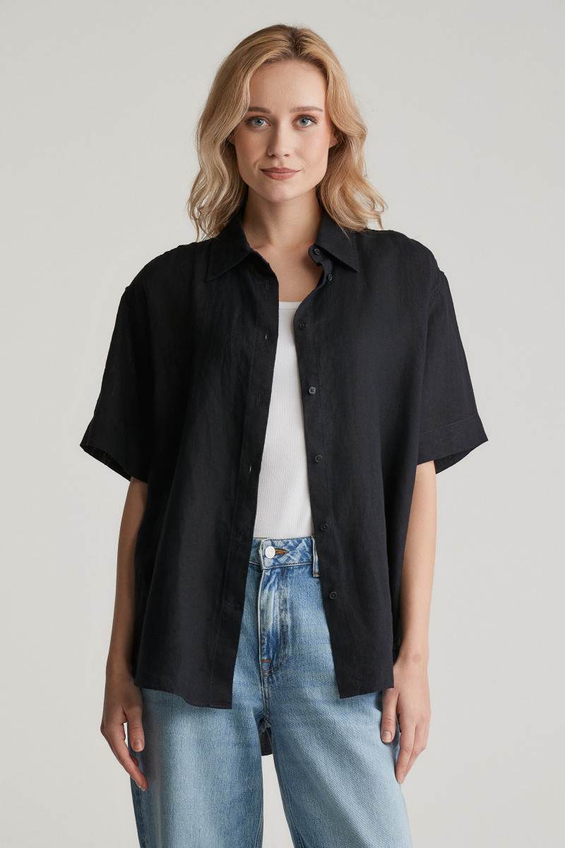 E-shop KOŠILE GANT REL LINEN SS SHIRT BLACK