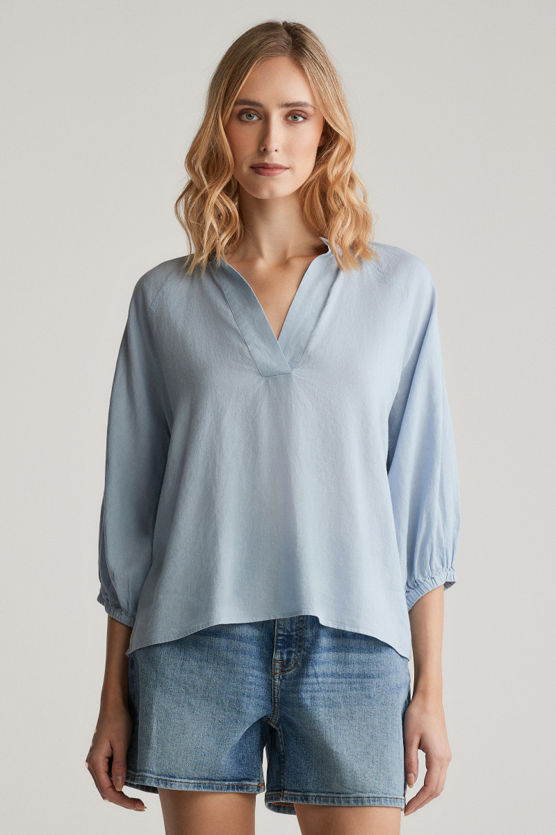 E-shop HALENKA GANT LINEN SS BLOUSE LIGHT BLUE