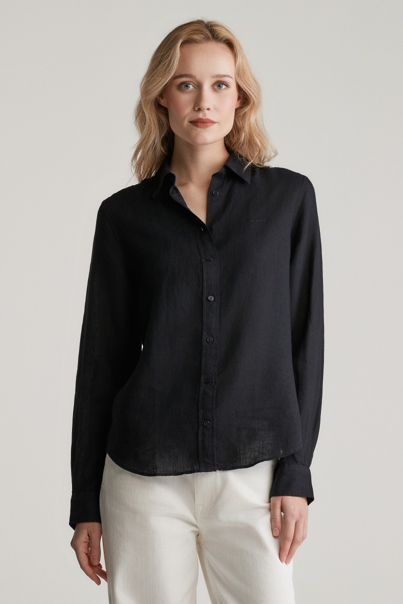 E-shop KOŠILE GANT REG LINEN SHIRT BLACK