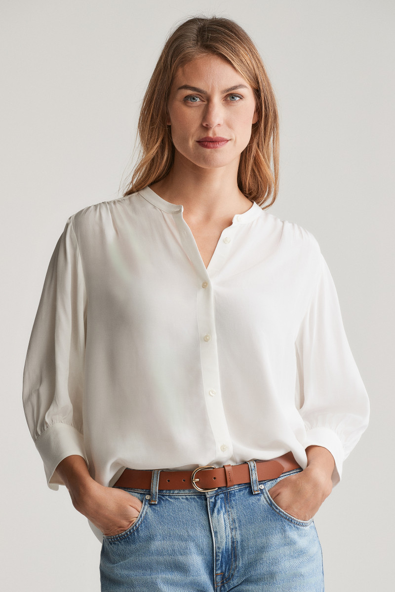 HALENKA GANT REG SS BLOUSE EGGSHELL