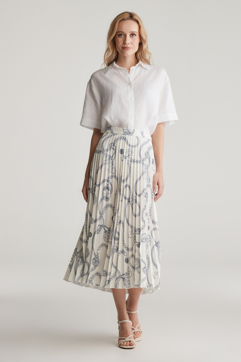 SUKNĚ GANT SAILING PRINT PLEATED SKIRT CREAM