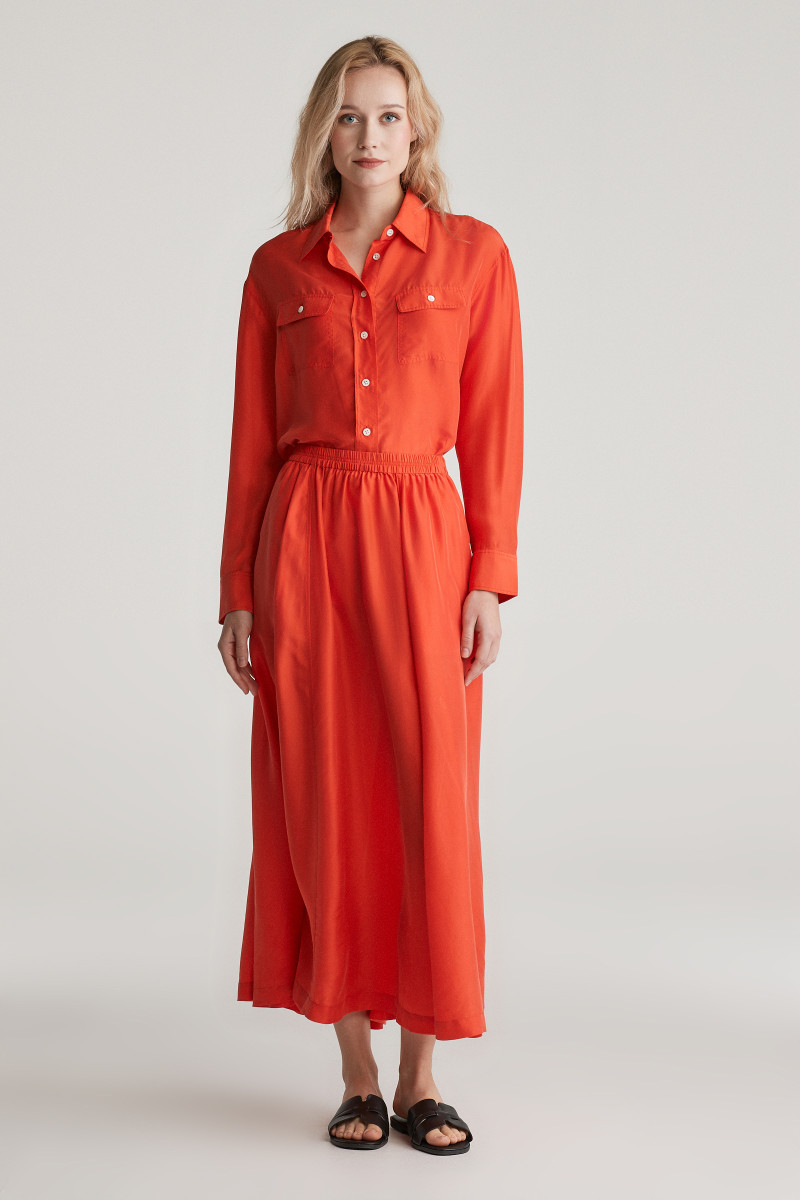 SUKNĚ GANT HABOTAI SILK SKIRT ORANGE RED