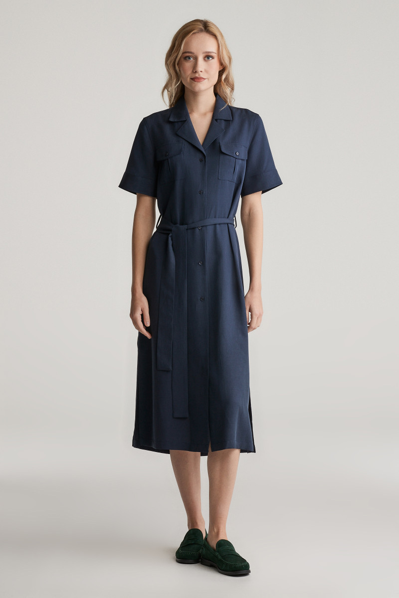 ŠATY GANT REG POCKET DRESS EVENING BLUE