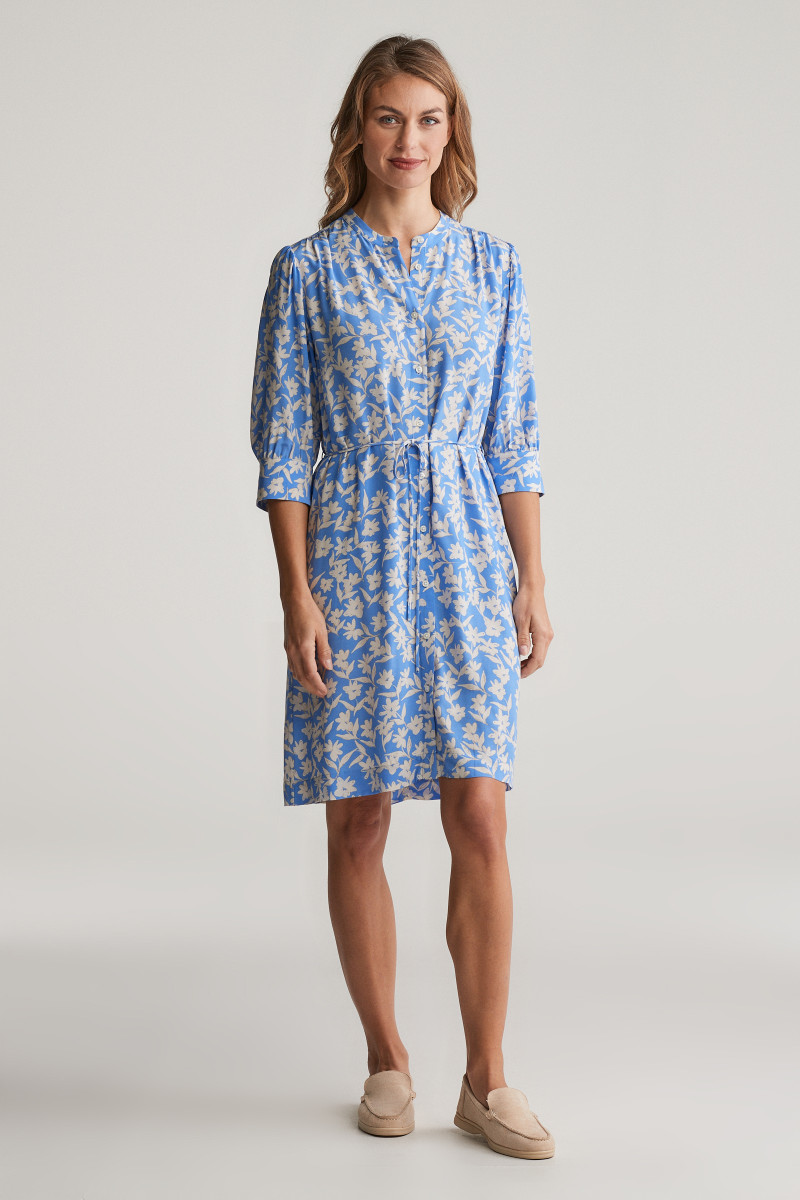 ŠATY GANT REG FLORAL PRINT SS SHIRT DRESS PERFECT BLUE