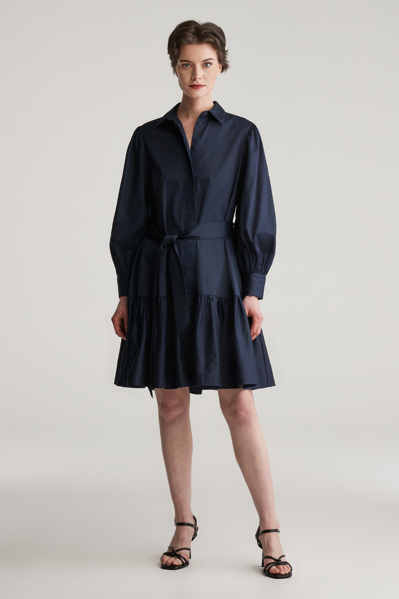 ŠATY GANT COTTON SATIN MINI DRESS EVENING BLUE