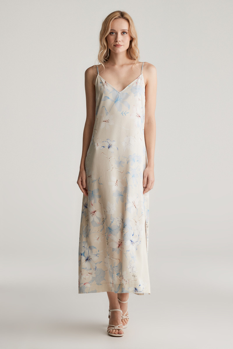 ŠATY GANT FLORAL PRINT SLIP DRESS PUTTY