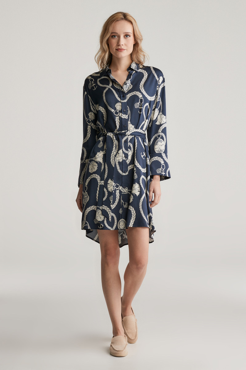 E-shop ŠATY GANT REL SAILING PRINT SHIRT DRESS EVENING BLUE