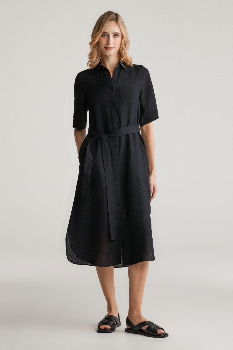 ŠATY GANT REG LINEN SS SHIRT DRESS BLACK