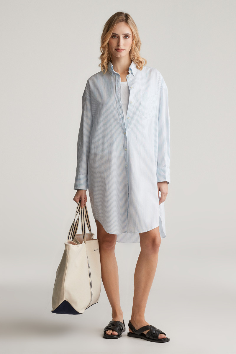 ŠATY GANT OS LUXURY OXFORD STRIPED DRESS FRESH BLUE