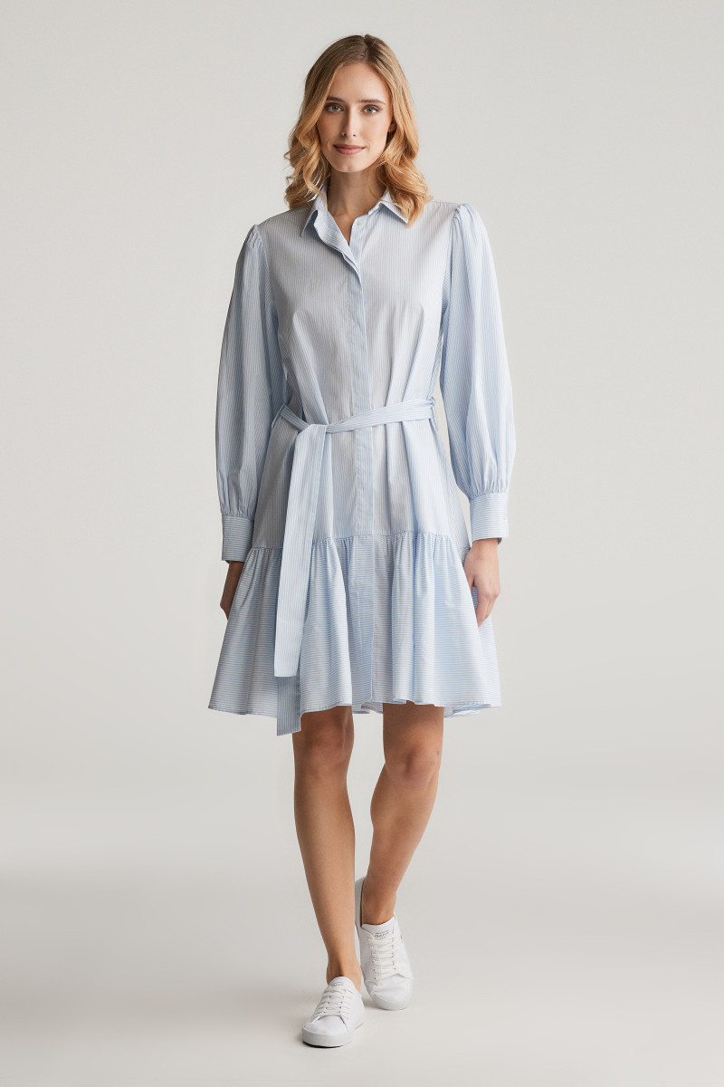 ŠATY GANT REG CLASSIC POPLIN STRIPED DRESS FRESH BLUE