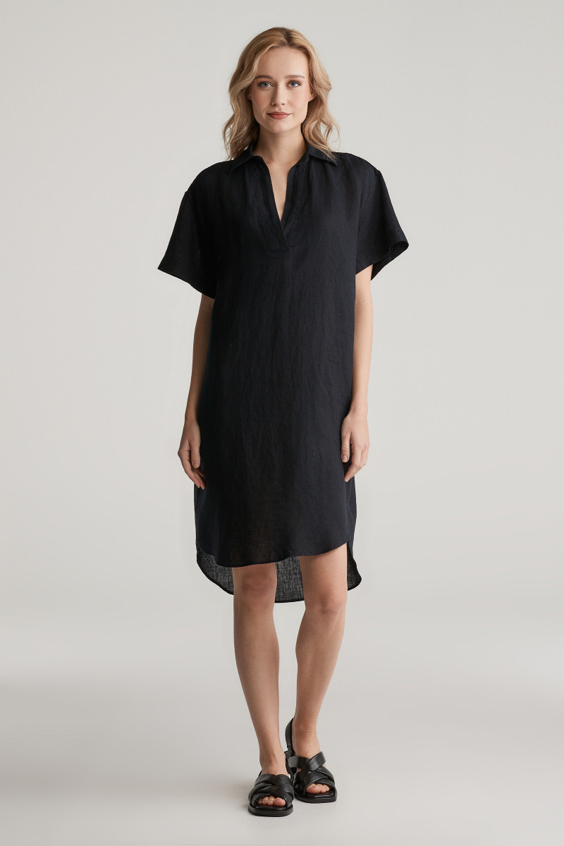 E-shop ŠATY GANT REL LINEN CAFTAN BLACK
