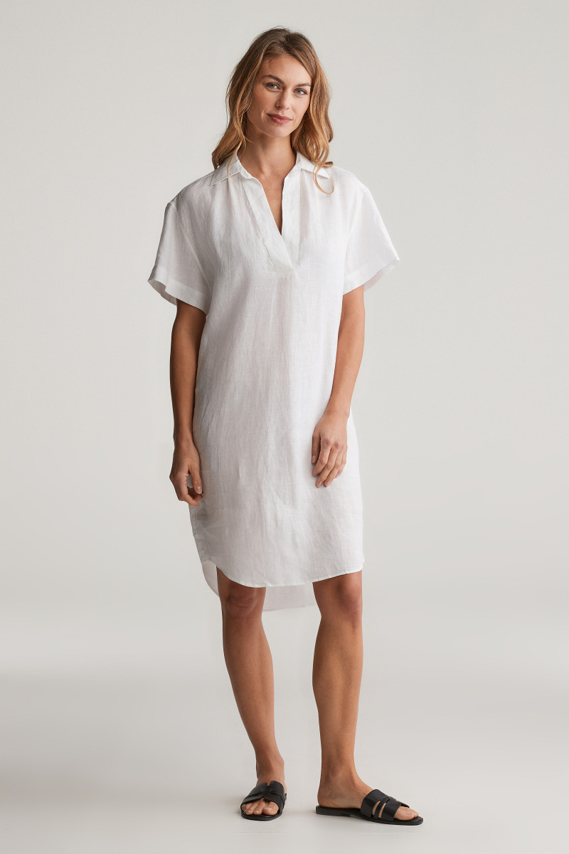 ŠATY GANT REL LINEN CAFTAN WHITE