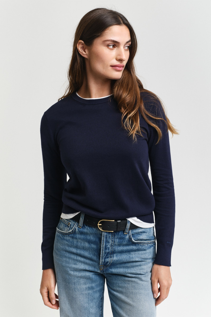 SVETR GANT FINE KNIT C-NECK EVENING BLUE