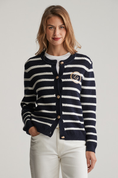 KARDIGÁN GANT STRIPED COTTON KNIT JACKET - Kép 1