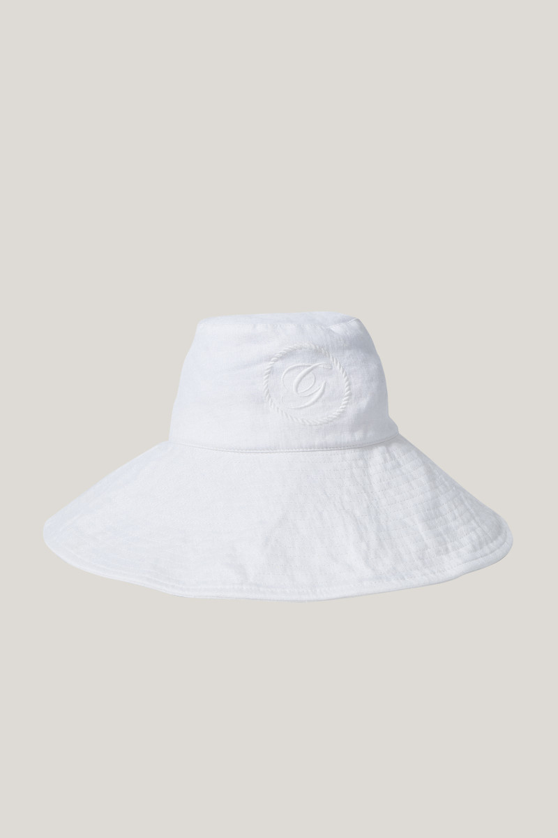 KLOBOUK GANT LINEN SUN HAT WHITE