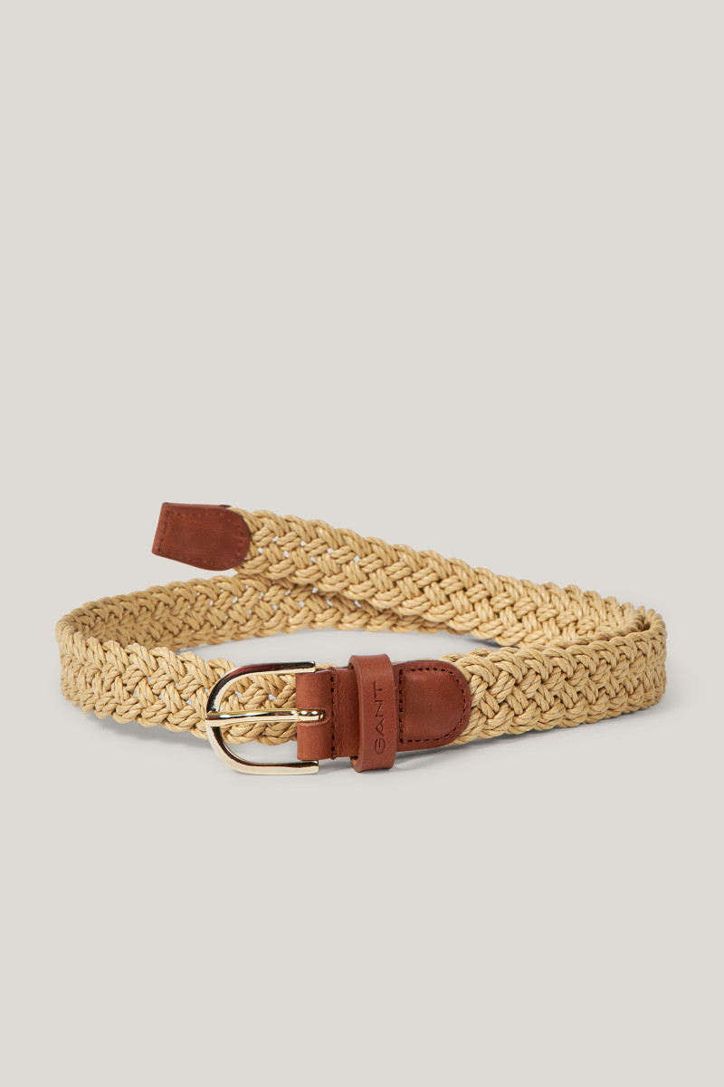 OPASEK GANT ROPE LOOK BRAIDED BELT CARAMEL BEIGE
