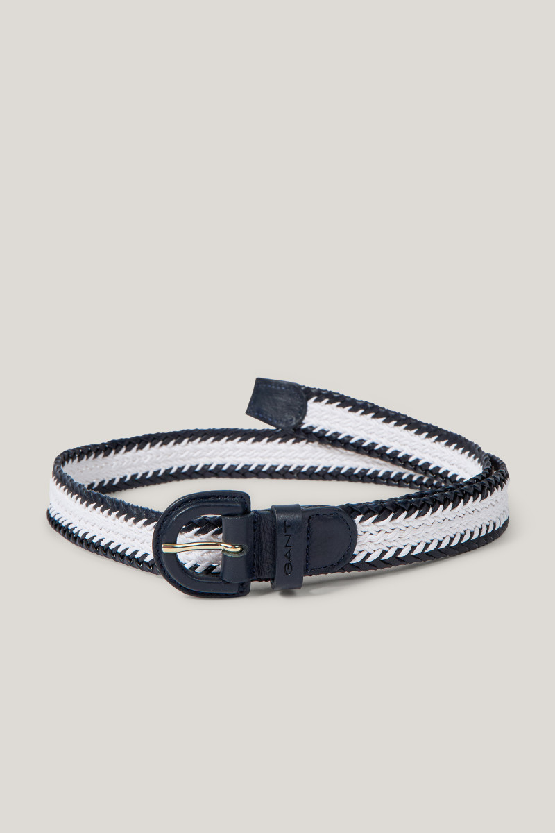 OPASEK GANT CONTRAST EDGE BRAIDED BELT EGGSHELL