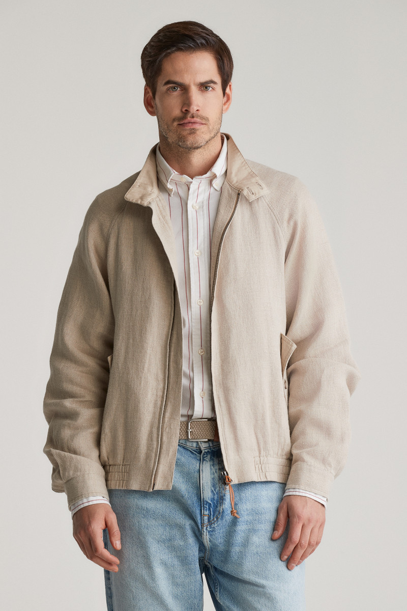 BUNDA GANT LINEN HARRINGTON JACKET DRY SAND