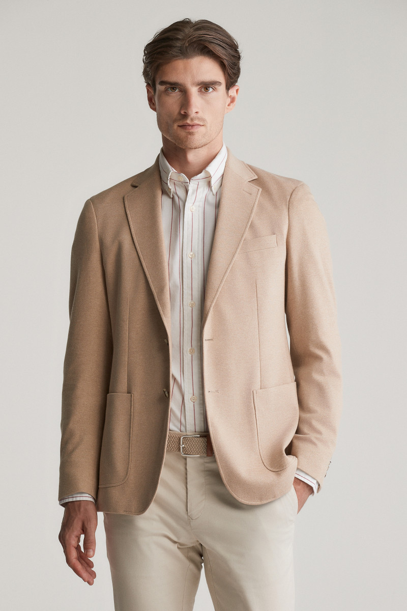 BLEJZR GANT SLIM TWO-TONE JERSEY BLAZER DARK KHAKI
