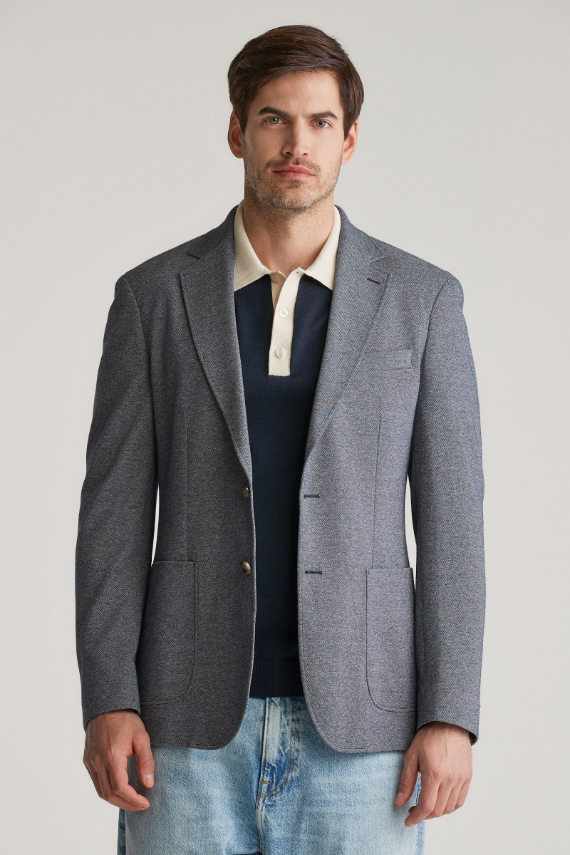 E-shop BLEJZR GANT SLIM TWO-TONE JERSEY BLAZER EVENING BLUE