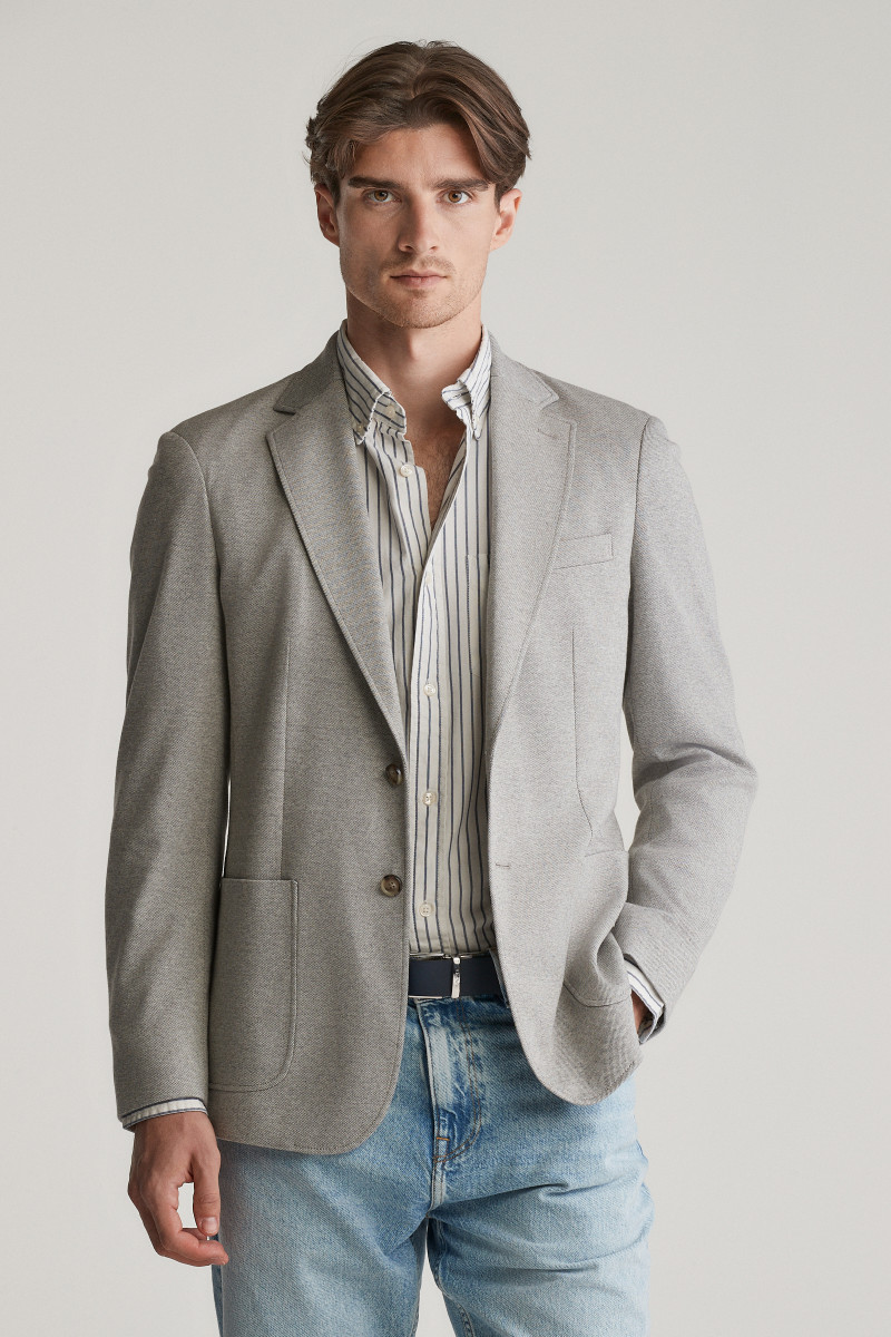 E-shop BLEJZR GANT SLIM TWO-TONE JERSEY BLAZER GRAPHITE