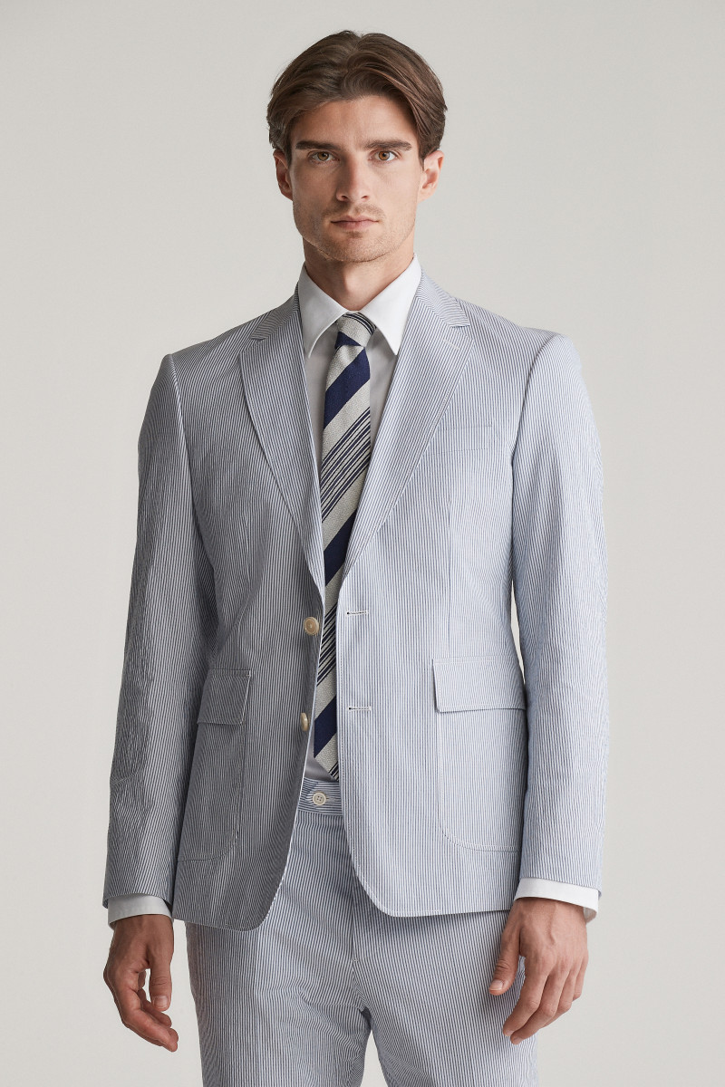 BLEJZR GANT SLIM SEERSUCKER SUIT JACKET RICH BLUE