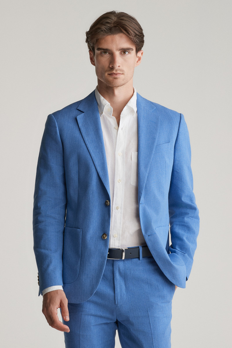 E-shop BLEJZR GANT SLIM COT/LINEN SUIT JACKET SALTY SEA