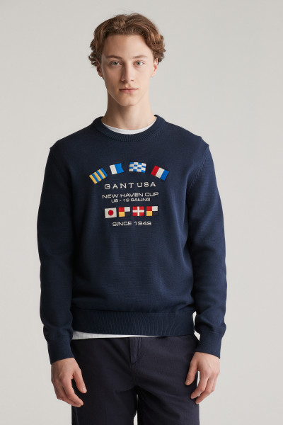 PULÓVER GANT NAUTICAL FLAGS C-NECK - Kép 1