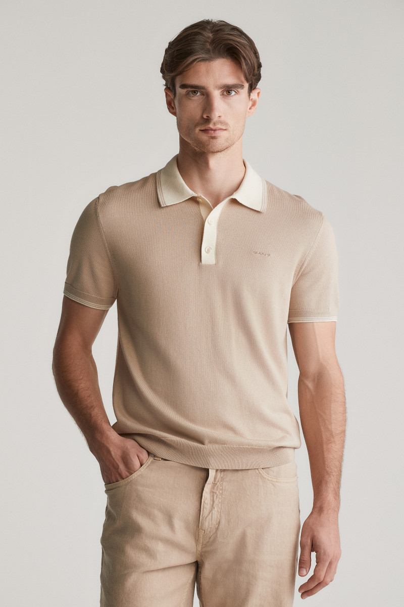 SVETR GANT MODAL BLEND SS POLO DRY SAND
