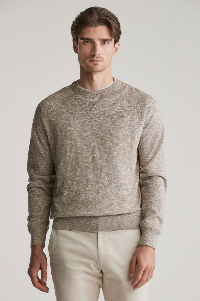 SVETER GANT COTTON SLUB C-NECK DESERT BROWN