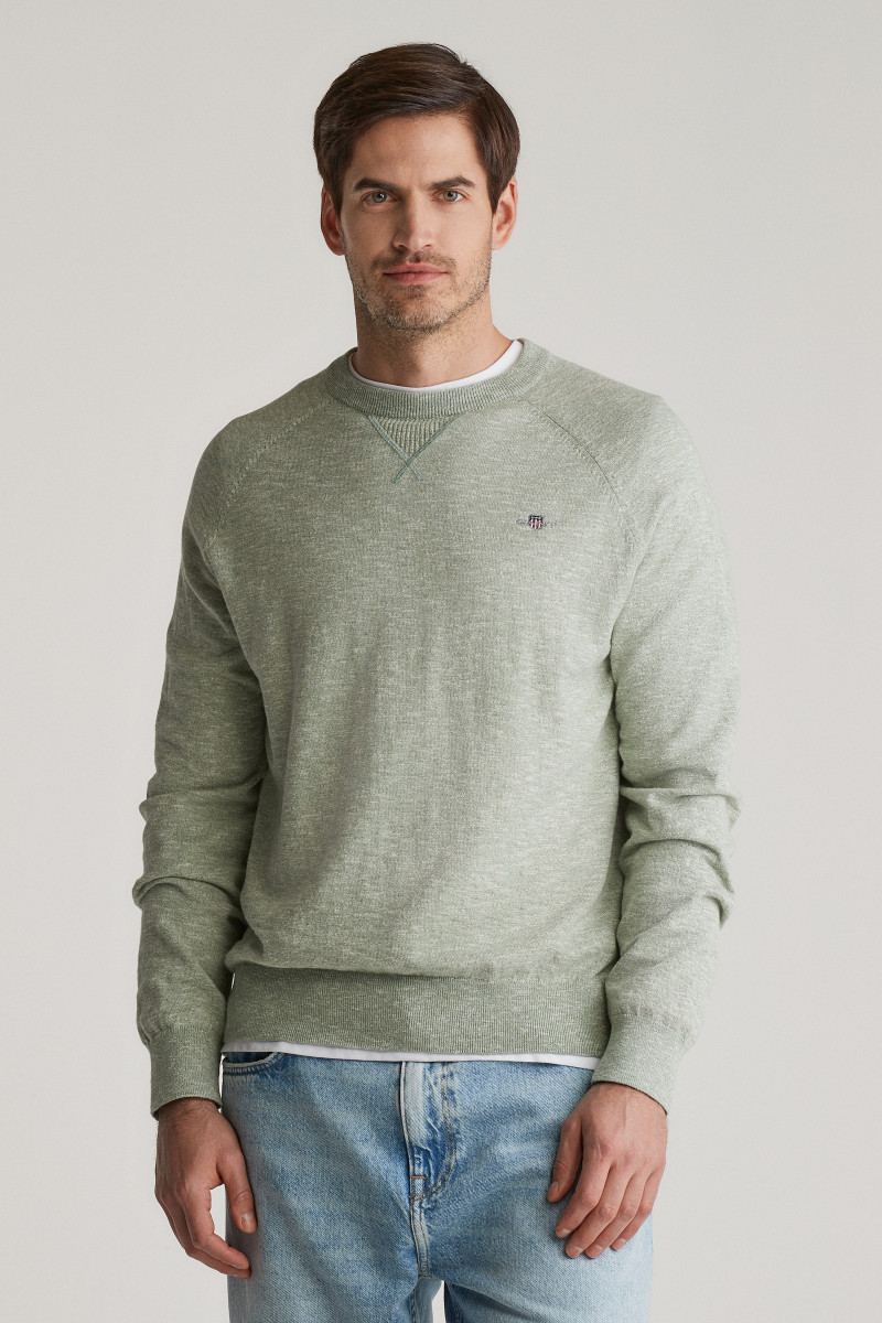 SVETR GANT COTTON SLUB C-NECK KALAMATA GREEN