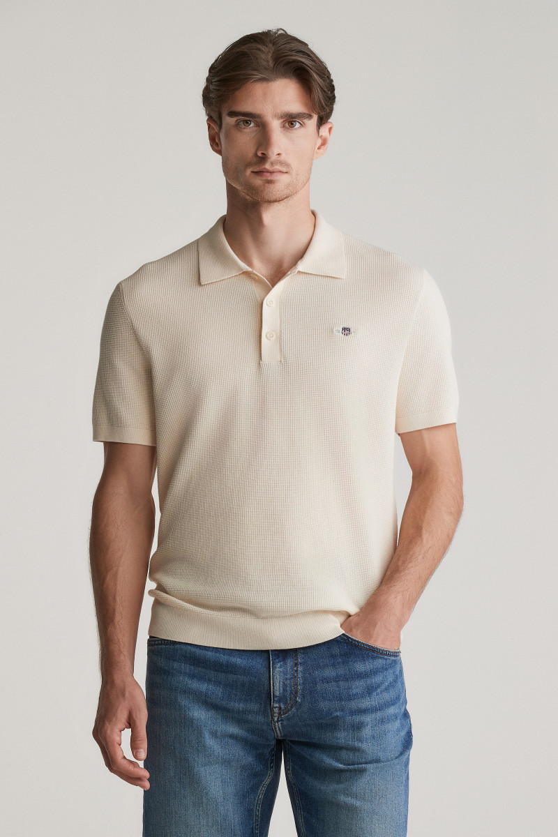 E-shop SVETR GANT MICRO TEXTURED COTTON SS POLO CREAM