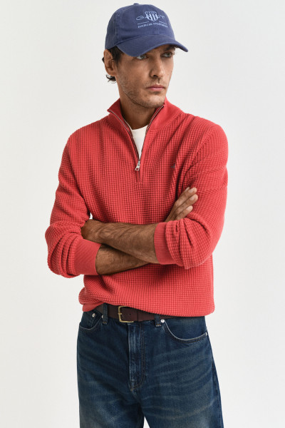 SVETR GANT TEXTURED COTTON HALF ZIP - Fotografie č. 1