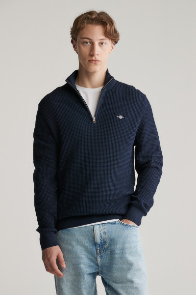 SVETR GANT TEXTURED COTTON HALF ZIP - Fotografie č. 1