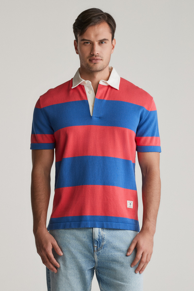 E-shop SVETR GANT STRIPED COTTON SS POLO RICH BLUE