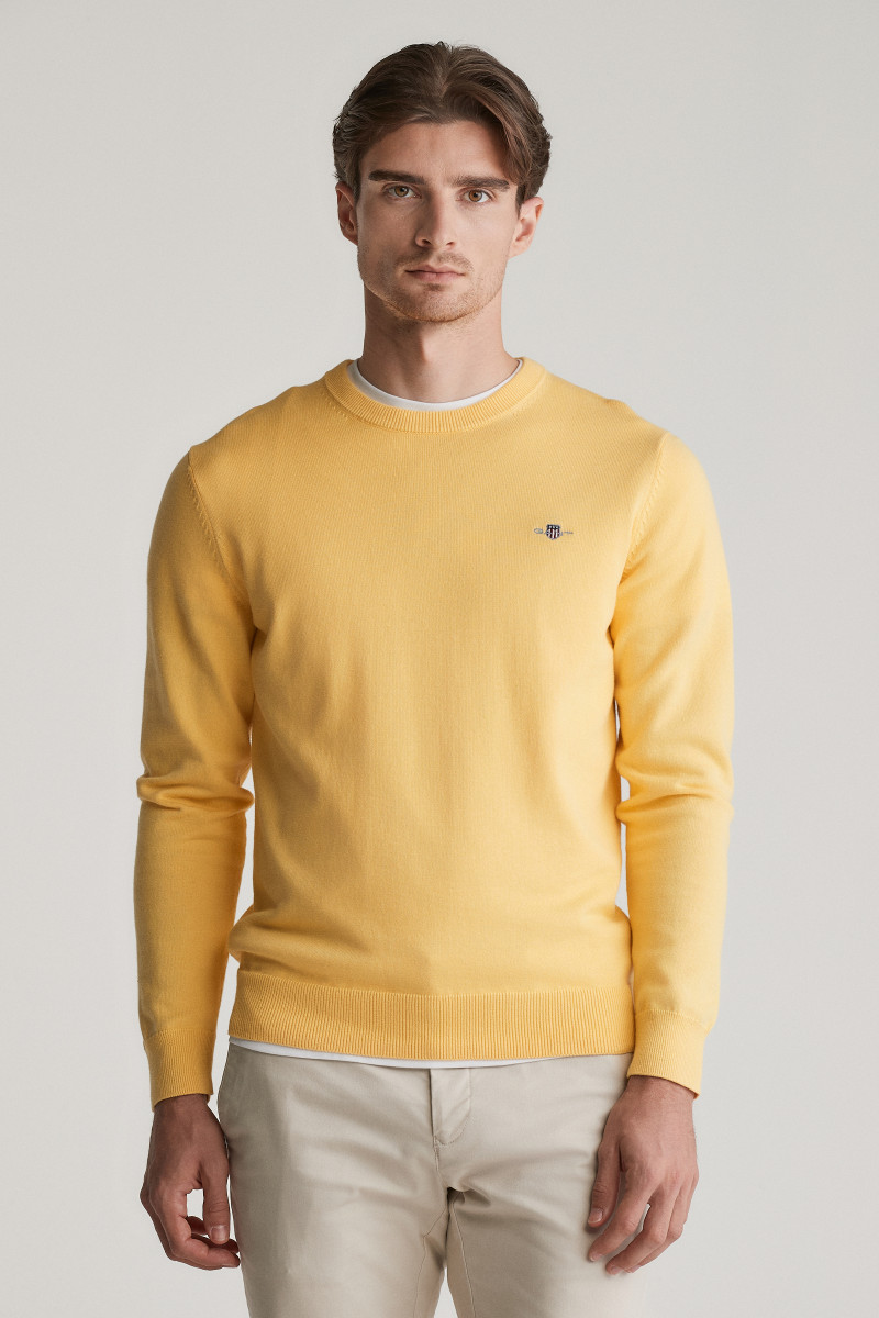 E-shop SVETR GANT CLASSIC COTTON C-NECK BANANA YELLOW