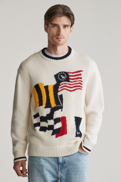 SVETER GANT FLAG INTARSIA COTTON C-NECK - Fotografia č. 1