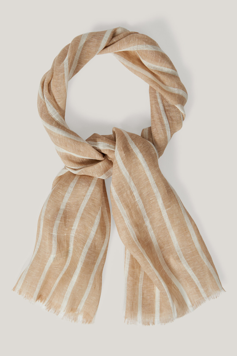 ŠÁTEK GANT STRIPED LINEN LIGHTWEIGHT SCARF DRY SAND